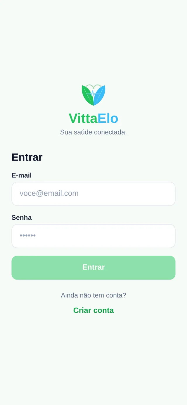 Tela de entrada do aplicativo